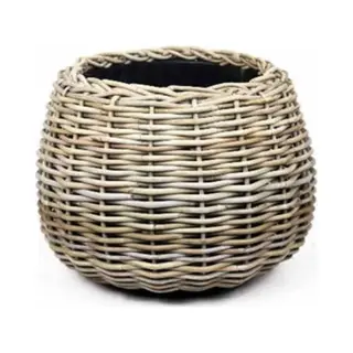 Van Der Leeden Planten/bloemen Mand - Rond - Rotan - Gevlochten Riet - D57 X H44 Cm - Drypot