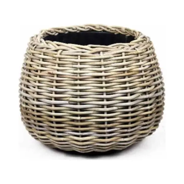 Van Der Leeden Drypot® Rattan Tina Pflanzkübel Grau Ø 55 Cm - Sylter Körbe thumbnail