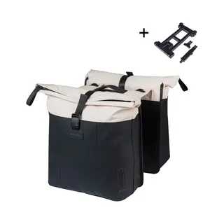 Basil Vive Doppelte Fahrradtasche Gepäckträger – 28-35L – Mit Mik Adapterplatte – Wasserdicht – Reflektierend – Aus Recyceltem Material