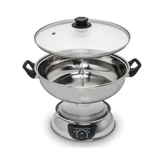 Remo - Hotpot - Rvs - Elektrische Fonduepan - 2 Aparte Vakken - 4, 5 Liter - Ø30cm - Temperatuurregelaar