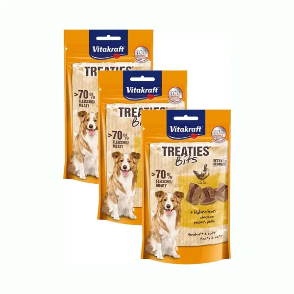 Vitakraft Treaties Bits Bacon Style Met Kip - Hond - Snack - 3 X 120 Gr thumbnail