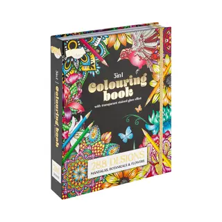 Joya Creative Luxe Kleurboek Voor Volwassenen - 288 Kleurplaten - Foliedruk Kleuplaten - Glas In Lood Effecten - Formaat 25x20cm - Botanisch, Dieren En Mandala