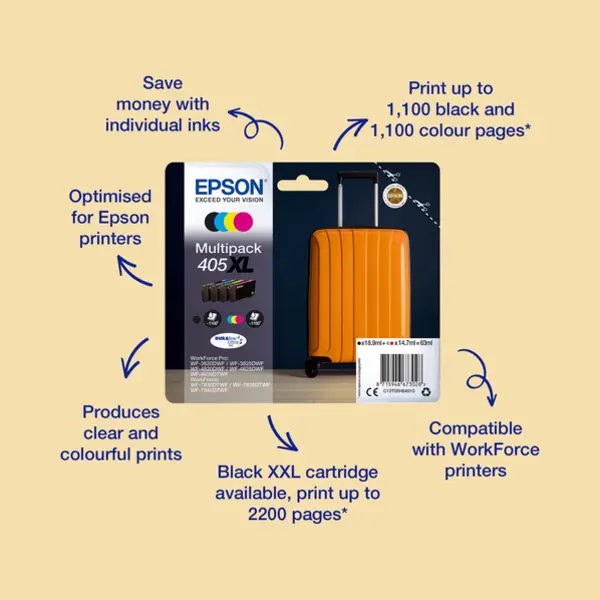 Epson 405XL DURABrite Ultra Ink ink cartridge 1 pc(s) Original High (Xl) Yield Cyan thumbnail