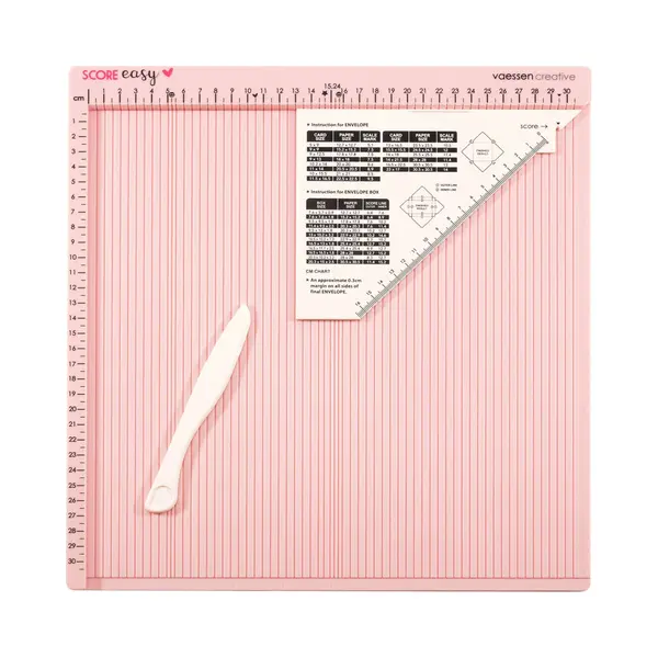 Vaessen Creative Rilbord - Score Easy - 30, 5 X 30, 5 Cm - Met Vouwbeen En Liniaal - In Cm - Roze thumbnail