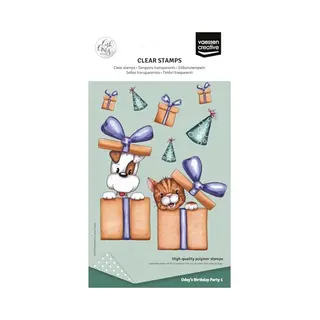 Vaessen Creative Clear Stamps 10 Pcs - Dog, Cat, Party Supplies - Scrapbooking, Stamping And Card Making Supplies For Crafting & Birthdays