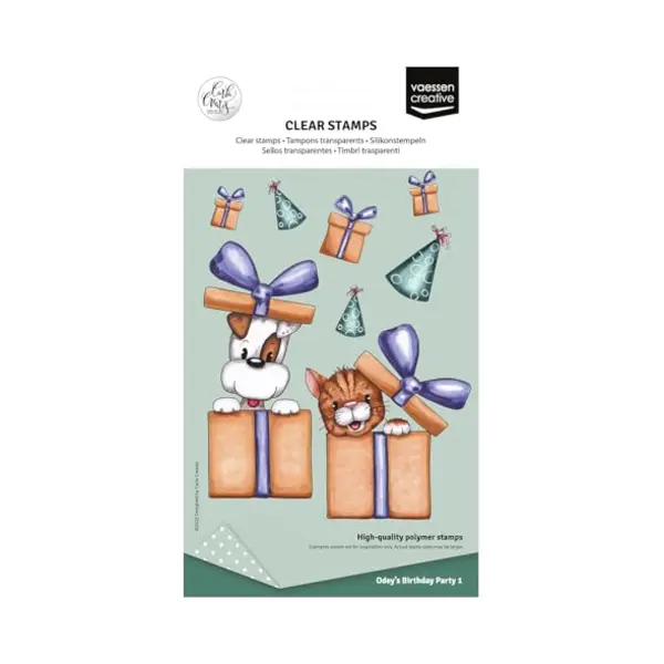 Vaessen Creative Clear Stamps 10 Pcs - Dog, Cat, Party Supplies - Scrapbooking, Stamping And Card Making Supplies For Crafting & Birthdays thumbnail
