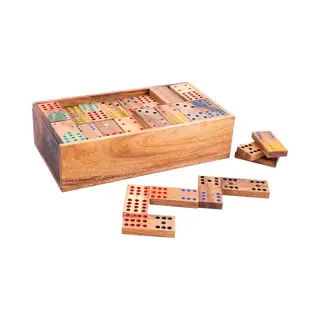 Engelhart Wooden Double 12 Dominoes Set – Colourful Domino Game In Box For 2 To 8 Players, Family Strategy And Thinking Game 350370
