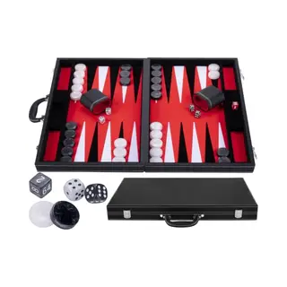Engelhart - 250538 - Deluxe Backgammon Set 21 Inch (54 Cm) - Faux Leather Exterior - Soft Felt Interior - Pearlized Dice & Playing Pieces + 2 Dice