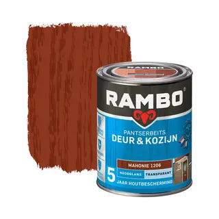 Rambo Pantserbeits Deur & Kozijn Hoogglans Transparant - Super Vochtregulerend - Mahoniehout - 0.75L