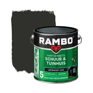 Rambo Pantserbeits Schuur & Tuinhuis Zijdeglans Dekkend - Makkelijk Verwerkbaar - Antraciet - 2.5L