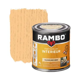 Rambo Pantserlak Interieur - Transparant Zijdeglans - Houtnerf Zichtbaar - Kleurloos - 0.25L
