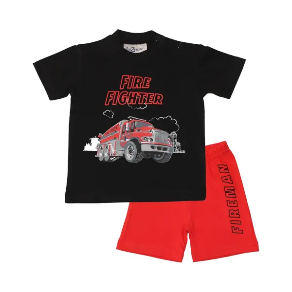 Fun2Wear - Shortama Fire Fighter - Zwart - Maat 164 - thumbnail