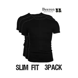 Beeren | T-Shirt | Ronde Hals | Maat 4XL | 3-Pack | Zwart | Slim Fit