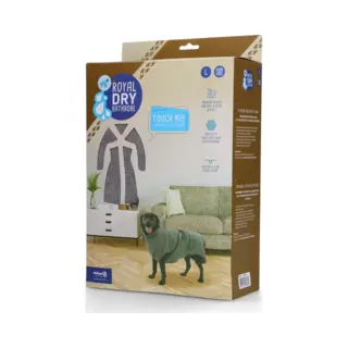 Royal Dry Badjas Hond - L - Hondenbadjas - Ruglengte 60-68 Cm - Grijs