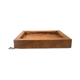 Let's Sleep Comfy Cushion - Hondenkussen - Hondenmand - Opstaande Rand - Schuim - 85 X 70 X 12 Cm - L - Cognac