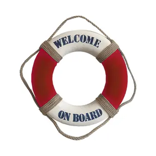 Gerkimex Reddingsboei - Welcome On Board - 35 Cm - Rood/wit - Kunststof - Maritiem Thema Decoratie