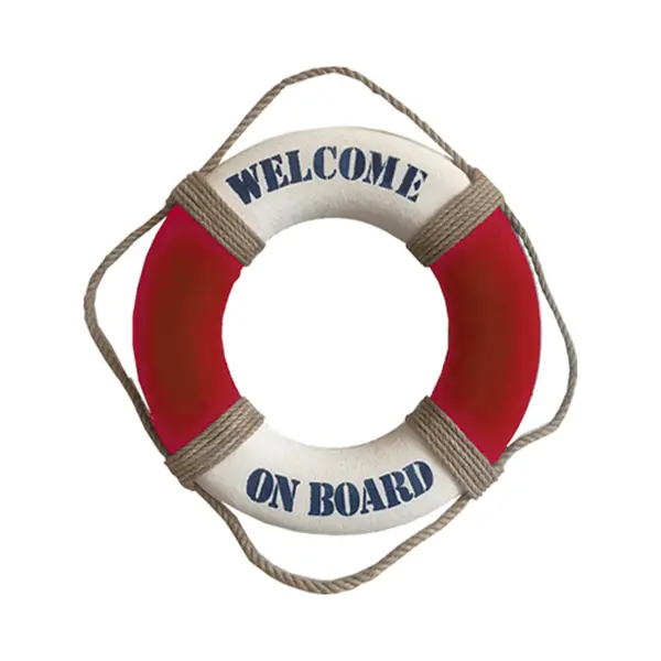 Gerkimex Reddingsboei - Welcome On Board - 35 Cm - Rood/wit - Kunststof - Maritiem Thema Decoratie thumbnail