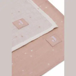 Jollein Musselin Tuch Baby - Twinkling, Wild Rose - 2er Pack - 115x115cm - 100% Baumwolle - Spucktücher Baby - Oeko-Tex Zertifiziert