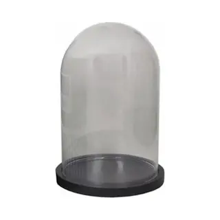 Floran Decoratie Stolp - Glas - Houten Zwart Plateau - D22 X H30 Cm