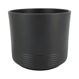 Bela Arte Bloempot/plantenpot Rille - Ribbel - Antraciet - Voor Kamerplant - D28.5 X H24 Cm