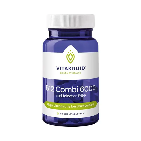 Vitakruid B12 Combi 6000, Folaat & P-5-P - 60 Smelttabletten thumbnail