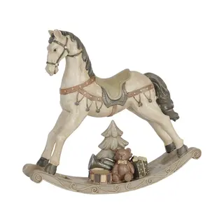 Clayre & Eef Beeld Paard 30x8x27 Cm Wit Polyresin