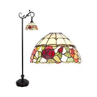Lumilamp Tiffany Vloerlamp 40x27x152 Cm Bruin Glas Bloemen