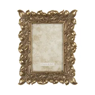 Clayre & Eef Fotolijst 10x15 Cm Goudkleurig Kunststof Bloemen
