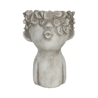 Clayre & Eef Bloempot 11x11x18 Cm Grijs Steen