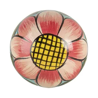 Clayre & Eef Deurknop 3x7 Cm Rood Roze Hout Bloem