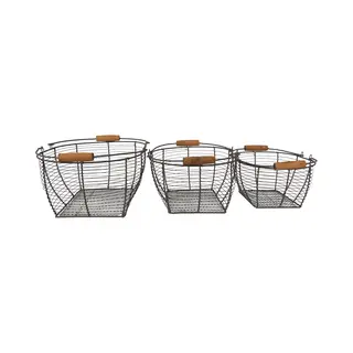 Clayre & Eef Opbergmand Set Van 3 35x26x14 Cm Bruin IJzer
