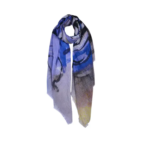 Juleeze Sjaal Dames Print 90x180 Cm Blauw Synthetisch Tijger Shawl Dames thumbnail