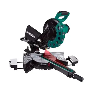 Vonroc Afkortzaag- Kapzaag - Verstekzaag – 2200W – Ø254MM – 4500 R/min - Verstelbare Tafelverbreders – Zaagcapaciteit 340mm - Trekfunctie –