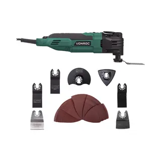 Vonroc Oszillierendes Multitool - 300W - Schnellwechselsystem, Variable Geschwindigkeit - Inkl. 61 Zubehörteile
