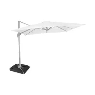 Vonroc Zweefparasol Pisogne 300x300cm – Premium Parasol - Wit | Incl. 4 Vulbare Tegels