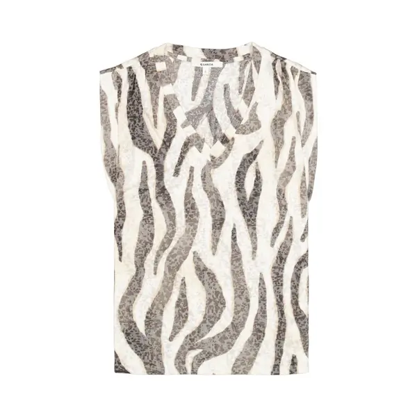 Garcia Dames Print T-shirt Wit Korte Mouw thumbnail