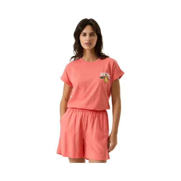 Garcia Dames Print T-shirt Roze Korte Mouw thumbnail