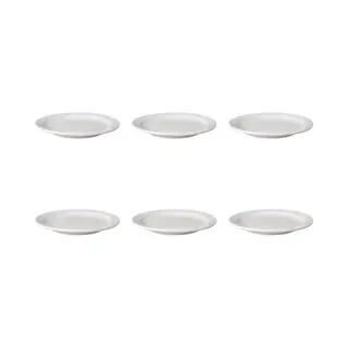 Mammoet - Budgetline - Bord - Smalle Rand - 6 Stuks - ø 21 Cm - Wit - Porselein