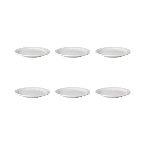 Mammoet - Budgetline - Bord - Smalle Rand - 6 Stuks - ø 21 Cm - Wit - Porselein thumbnail