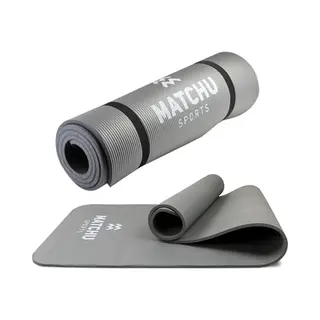 Matchu Sports - Fitnessmat - Yogamat - Sportmat - Fitness Mat - Met Draagkoord - 180 Cm X 60 Cm X 0, 9 Cm - Grijs - Nbr