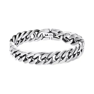 Lucardi Heren Armband Schakel Mat - Staal - Armband - Cadeau - 19 Cm - Zilverkleurig
