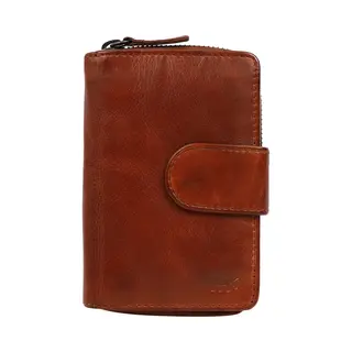 Beardesign Bear Design Portemonnee / Portefeuille Dames - Ritsportemonnee - Leer - Loet - Cognac