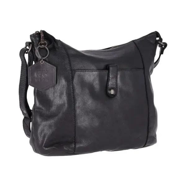 Bear Design Medium Crossbodytas / Schoudertas Dames - Leer - Sophia - Zwart thumbnail