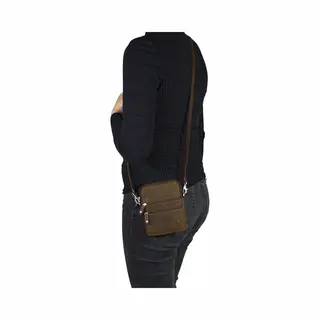 Bear Design Gürteltasche Dark Nature Herren Damen Braun Leder Umhängetasche