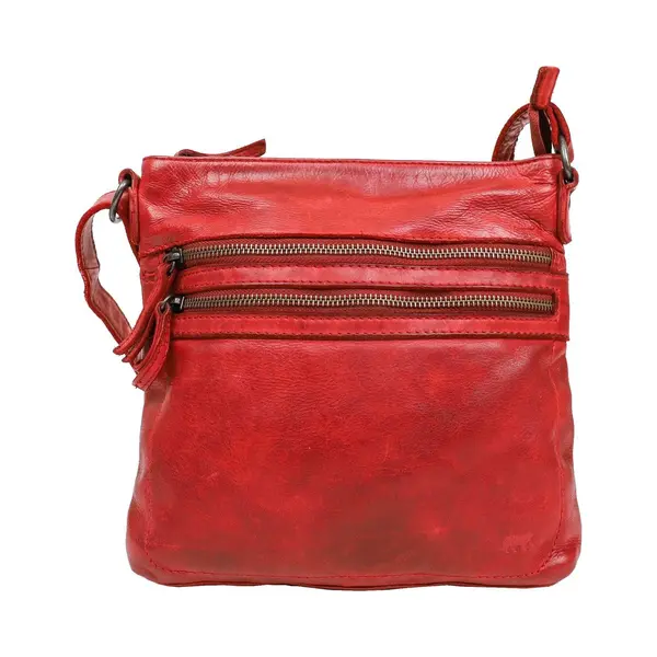 Beardesign Bear Design Luna Leren Schoudertas - Rood thumbnail