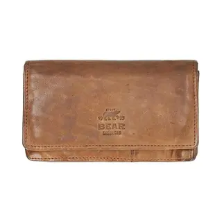 Bear Design Portemonnee / Portefeuille Dames - Ritsportemonnee - Rifd - Leer - Emma - Cognac