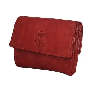 Bear Design Portemonnaie Geldbörse Leder Minibörse 10x7, 5cm Rot