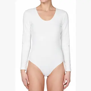 J&C Body Lange Mouw Katoen - Bodystocking Dames - Diepe Ronde Hals - Witte Body - Zwarte Body - Xl