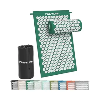 Tunturi Spijkermat Met Kussen - Acupressuur - Meditatie Mat - Acupunctuur Set - Massage En Ontspanning - 68x42x2 Cm- Groen