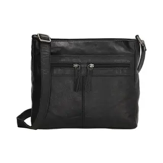 Beagles Maspalomas Crossbody Schoudertas - Handige Ritsvakjes - Leren Dames Tas - Zwart